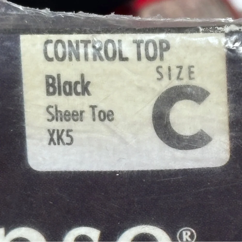 No Nonsense Lace Rib control top sheer toe size C pantyhose club wear Halloween